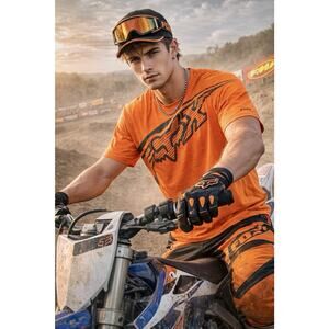 Fox Racing Logo Short Sleeve Graphic Tech Tee Agent Orange Mens XL Y2K